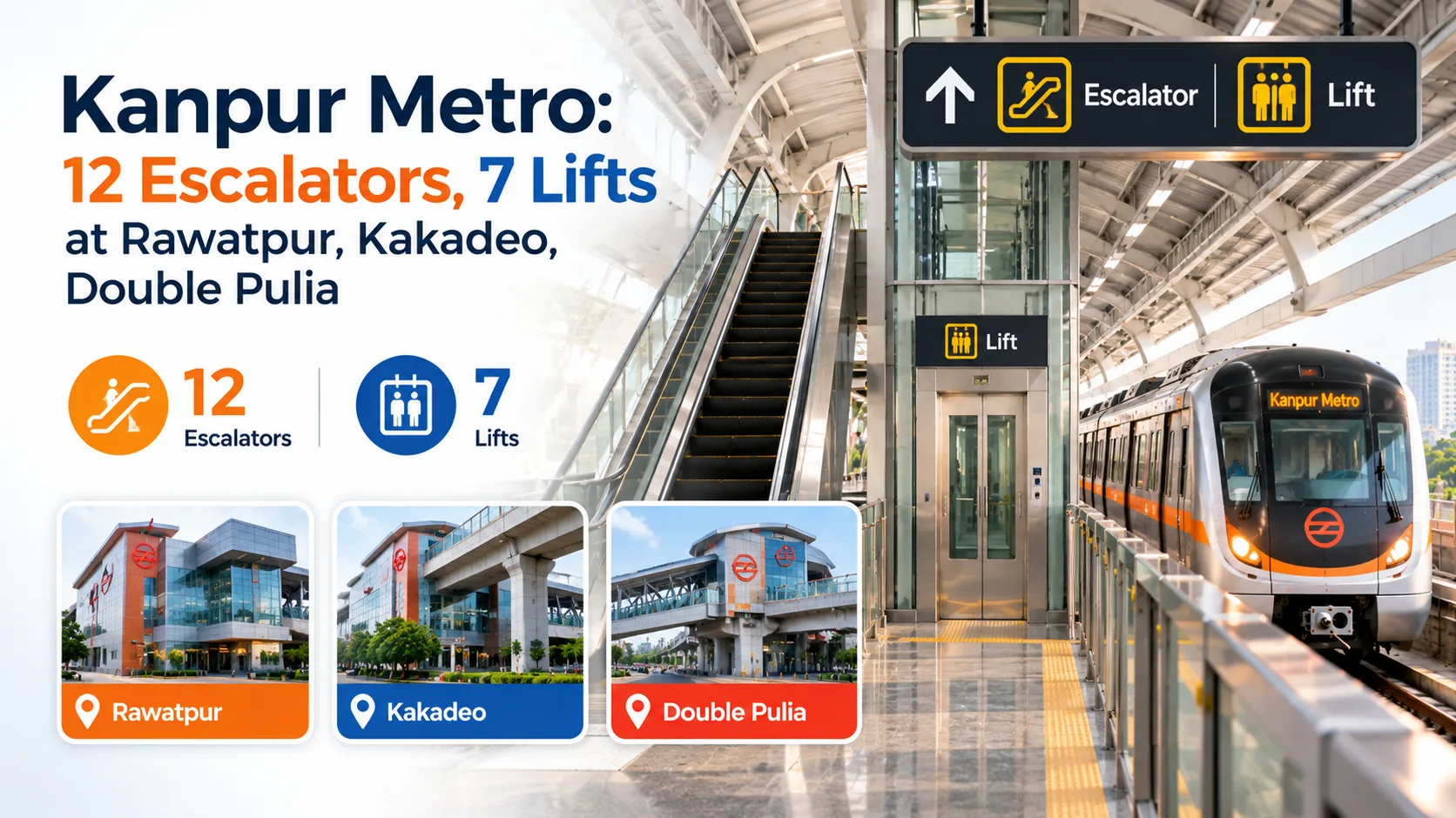 Escalator being installed at a Kanpur Metro underground station