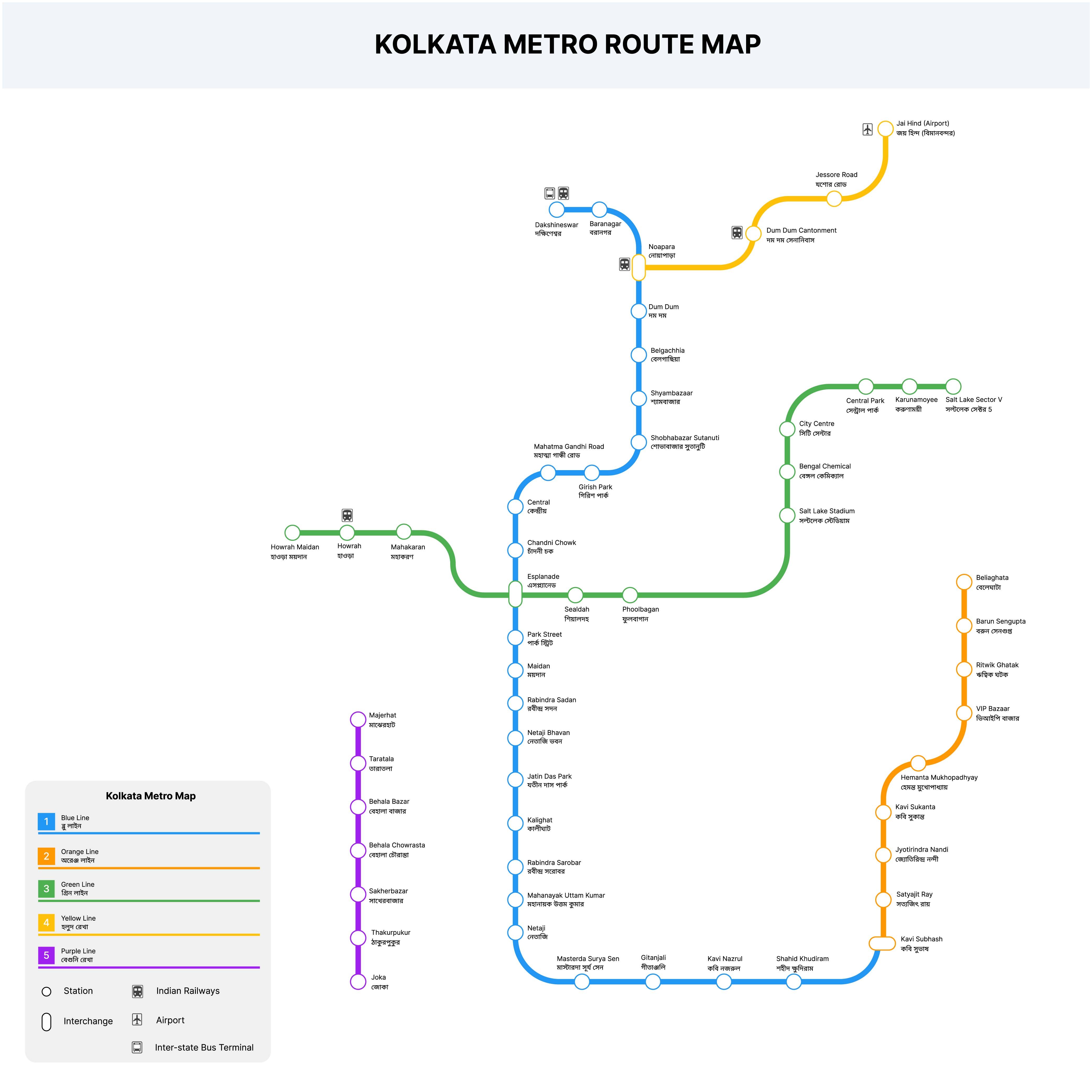 Kolkata Metro Route Map